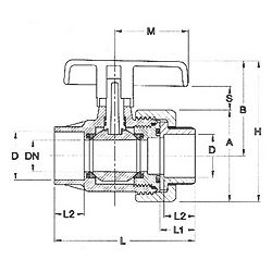 Desenho técnico, Válvula - porca única F/F