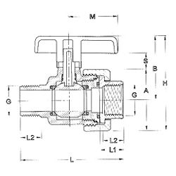 Desenho técnico, Válvula - porca única M/F