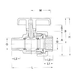 Desenho técnico, Válvula - porca única M/F (Teflon-VITON)