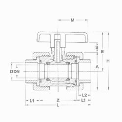 Technical drawing, Cement jointing valve (Teflon-EPDM)