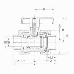 Technical drawing, Cement jointing valve (Teflon-VITON)