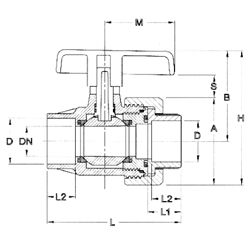 Desenho técnico, Válvula - porca única F/F